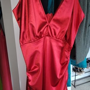 "Double Crazy" Short Satin Red Dress